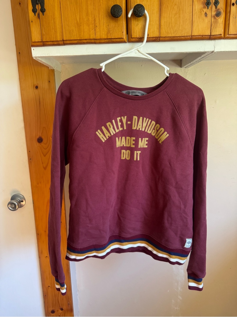 Harley-Davidson Maroon and Gold Logo Crewneck